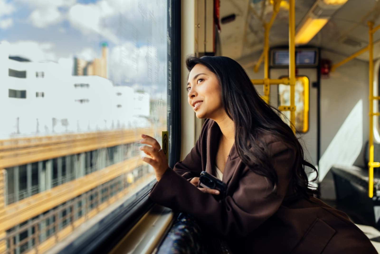 Woman on a train in Berlin