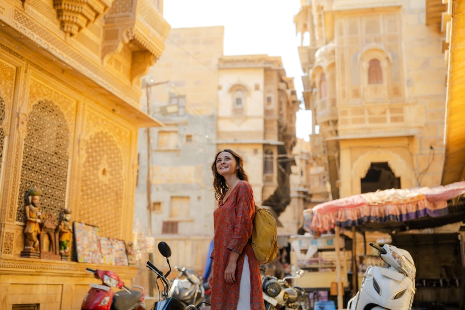 Woman exploring a city in India