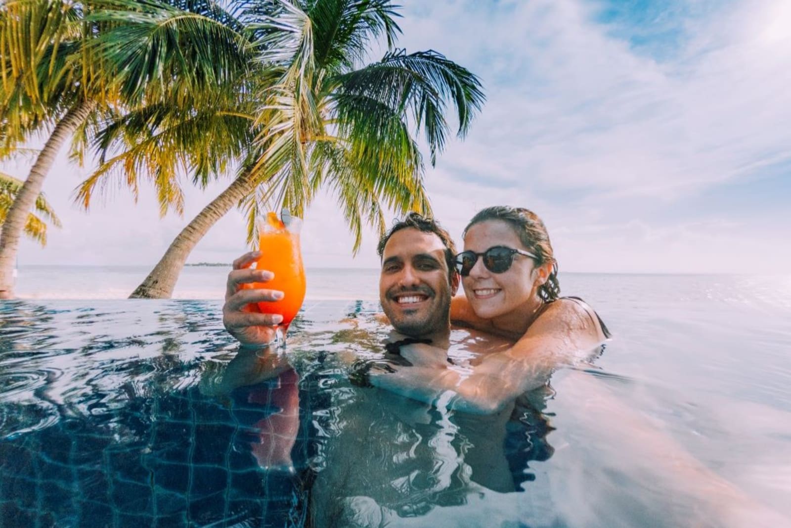 Young couple in pool
