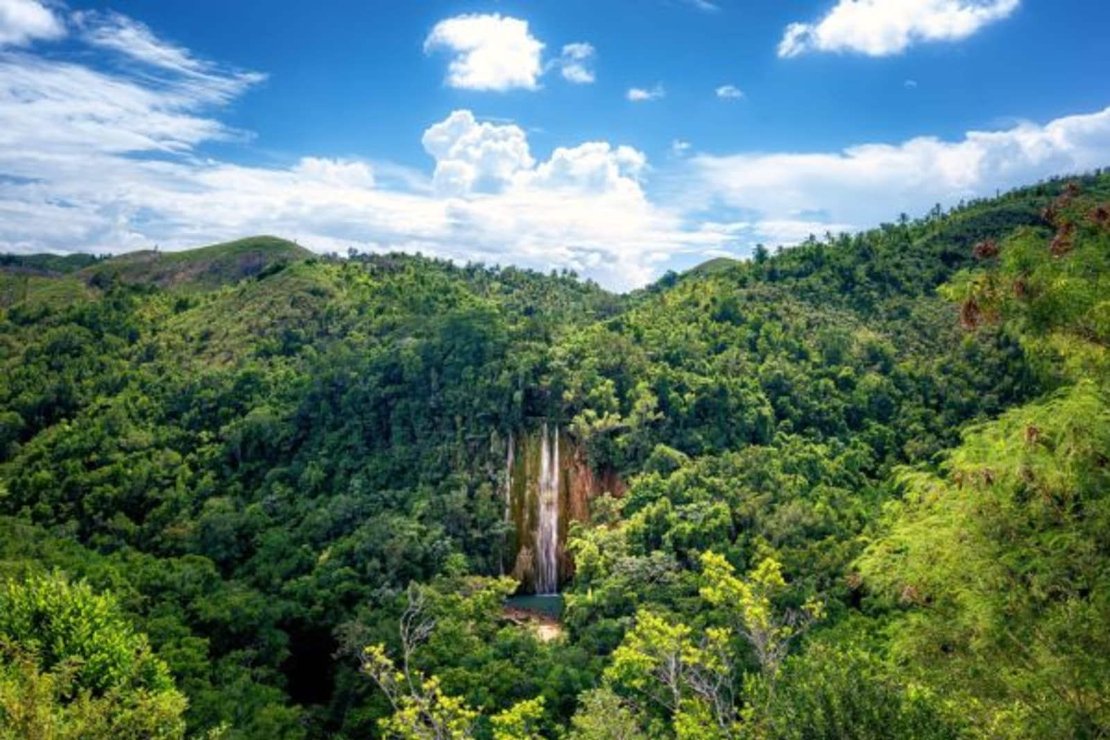 The El Limon waterfall in the Dominican Republic