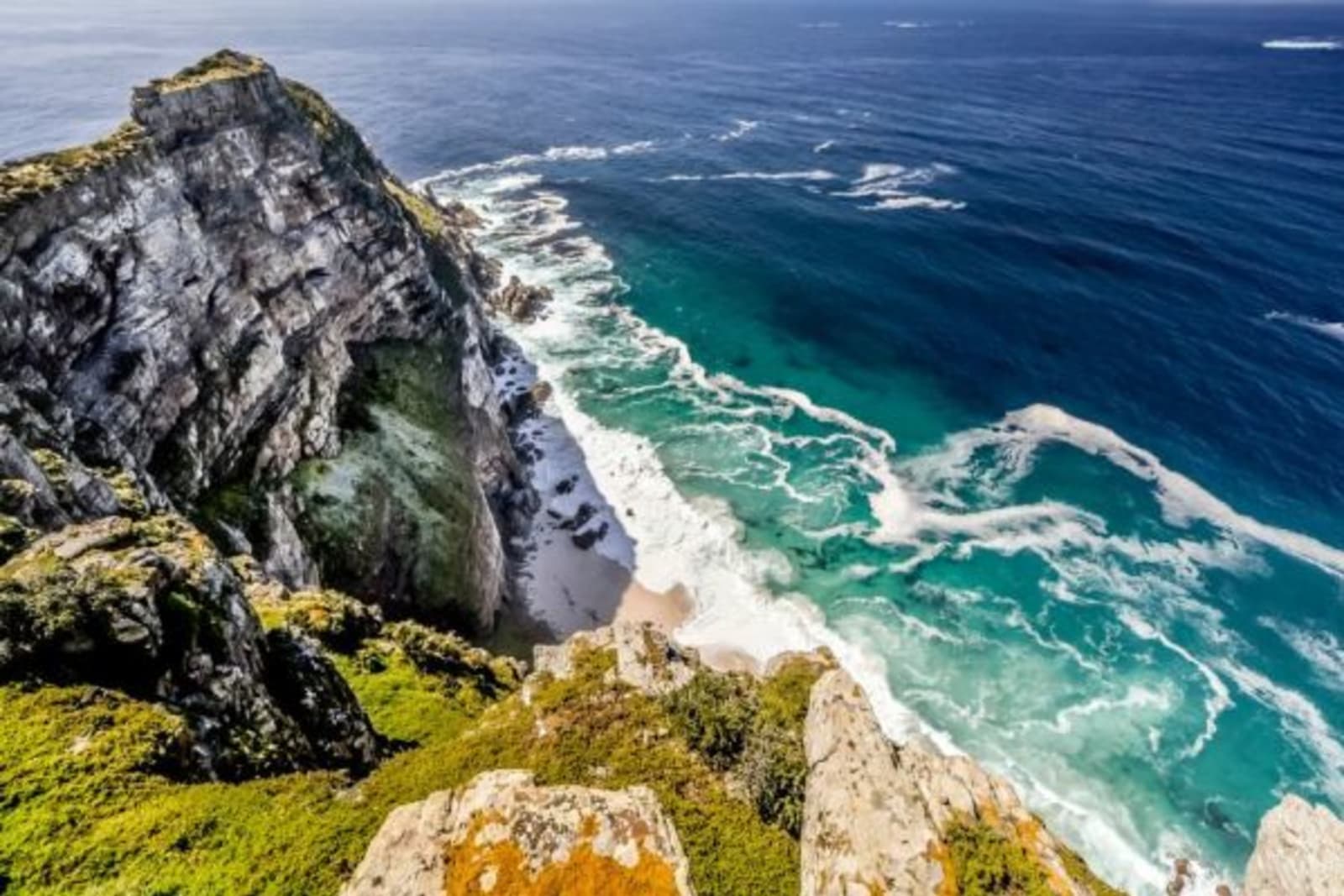 Aerial view of Cape Point Mountain with ocean