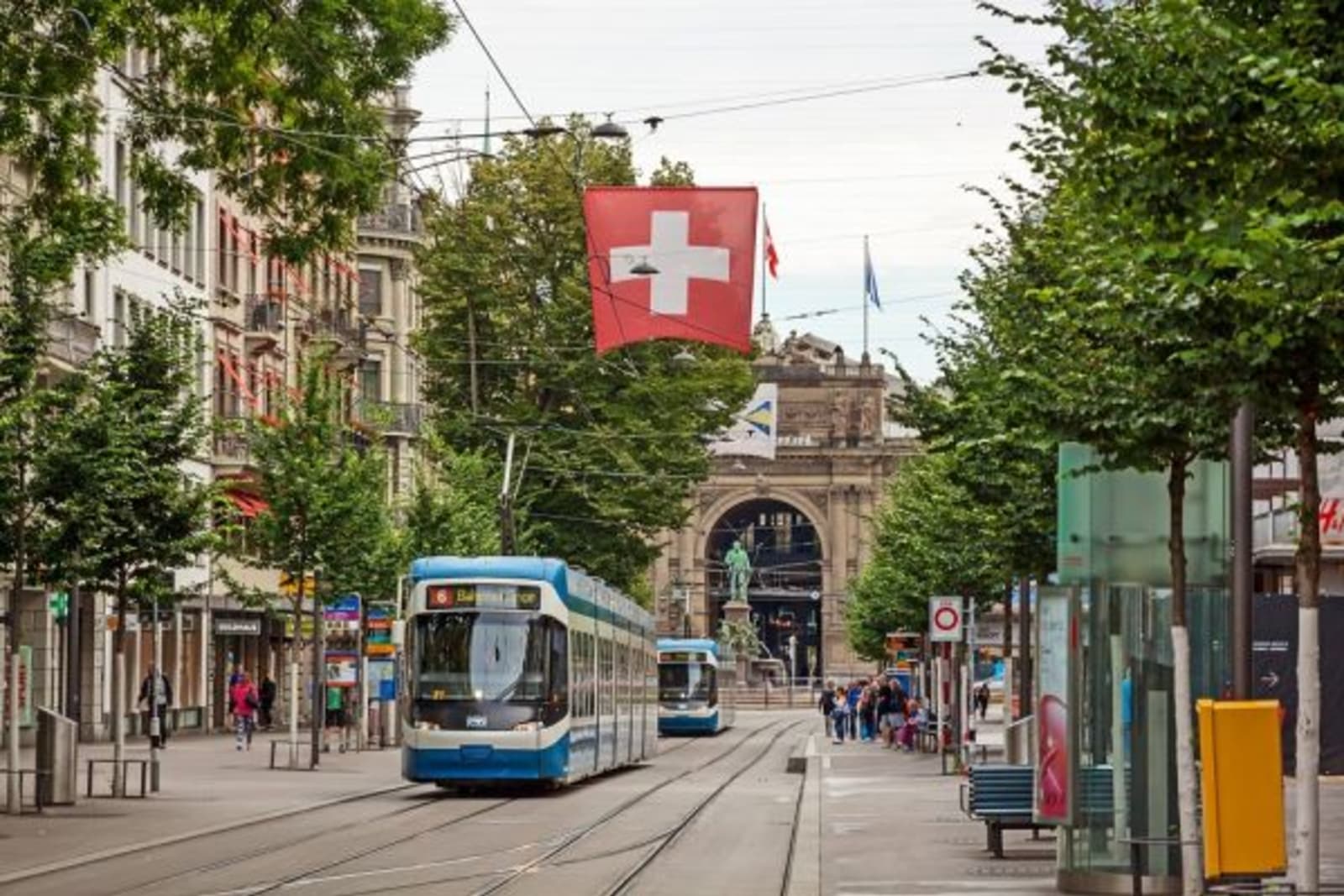 tram on street in zurich