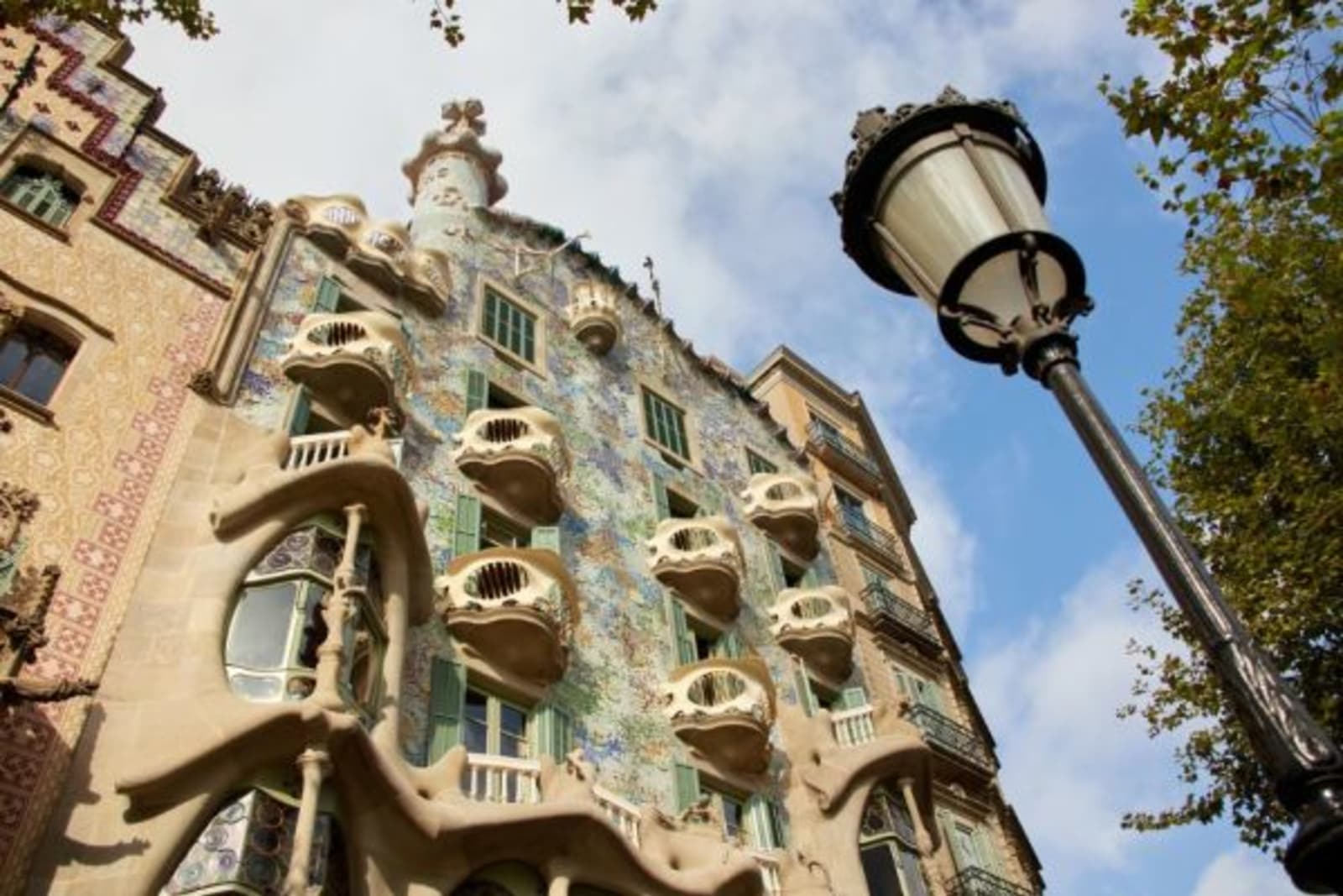 Side of a building with interesting patterns and stucture in Barcelona