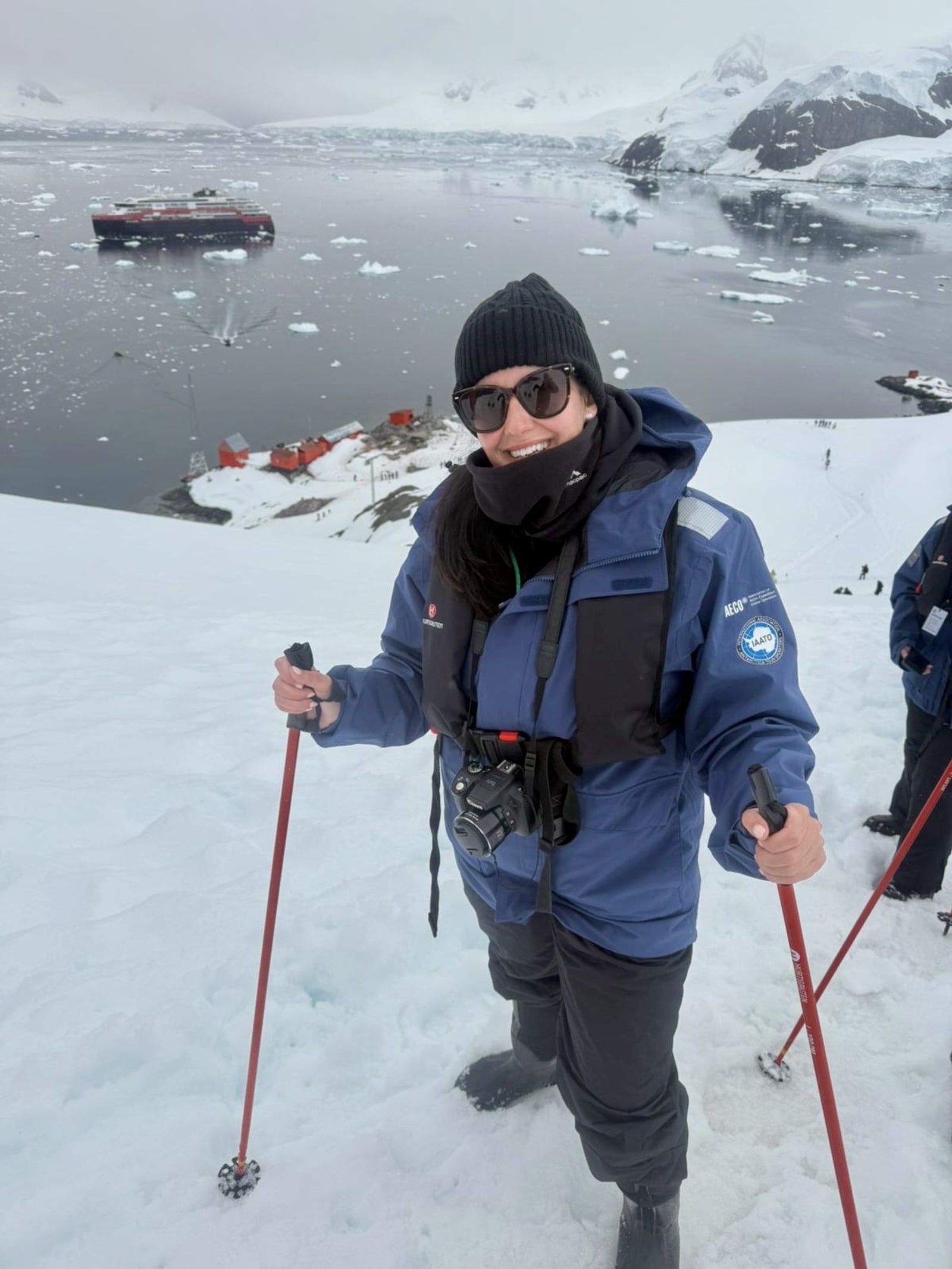 Heidi standing on Antarctic ice
