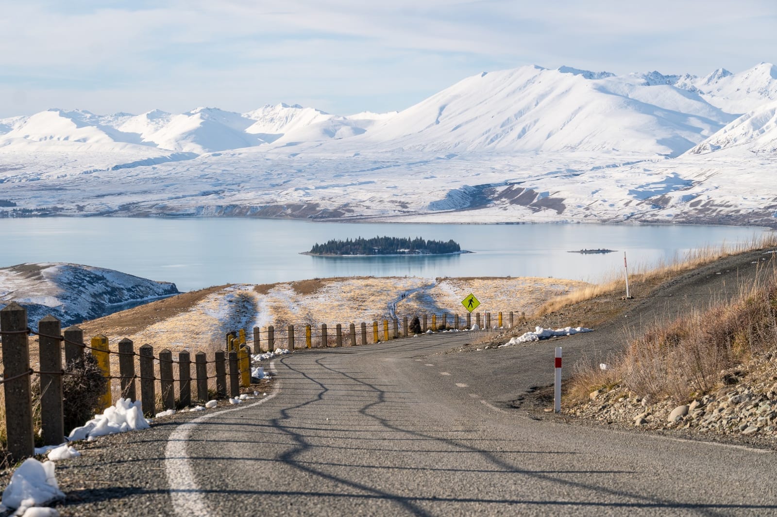 Lake Tekapo in New Zealand frozen in winter