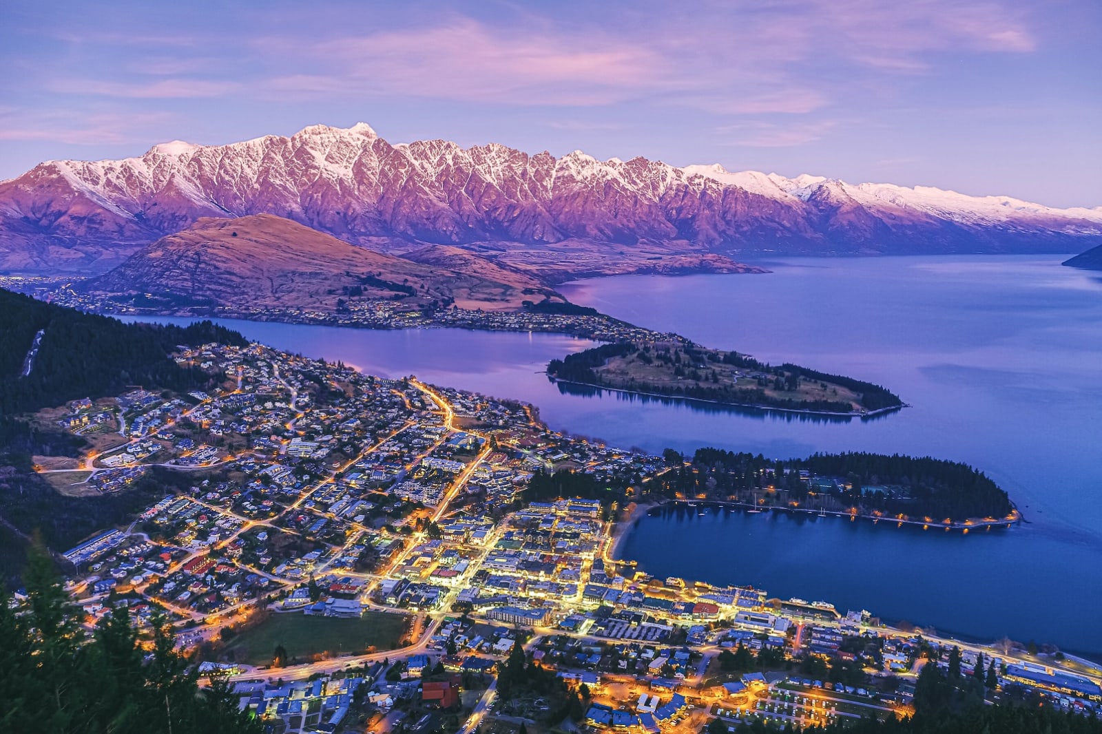 City of Queenstown in the early evening