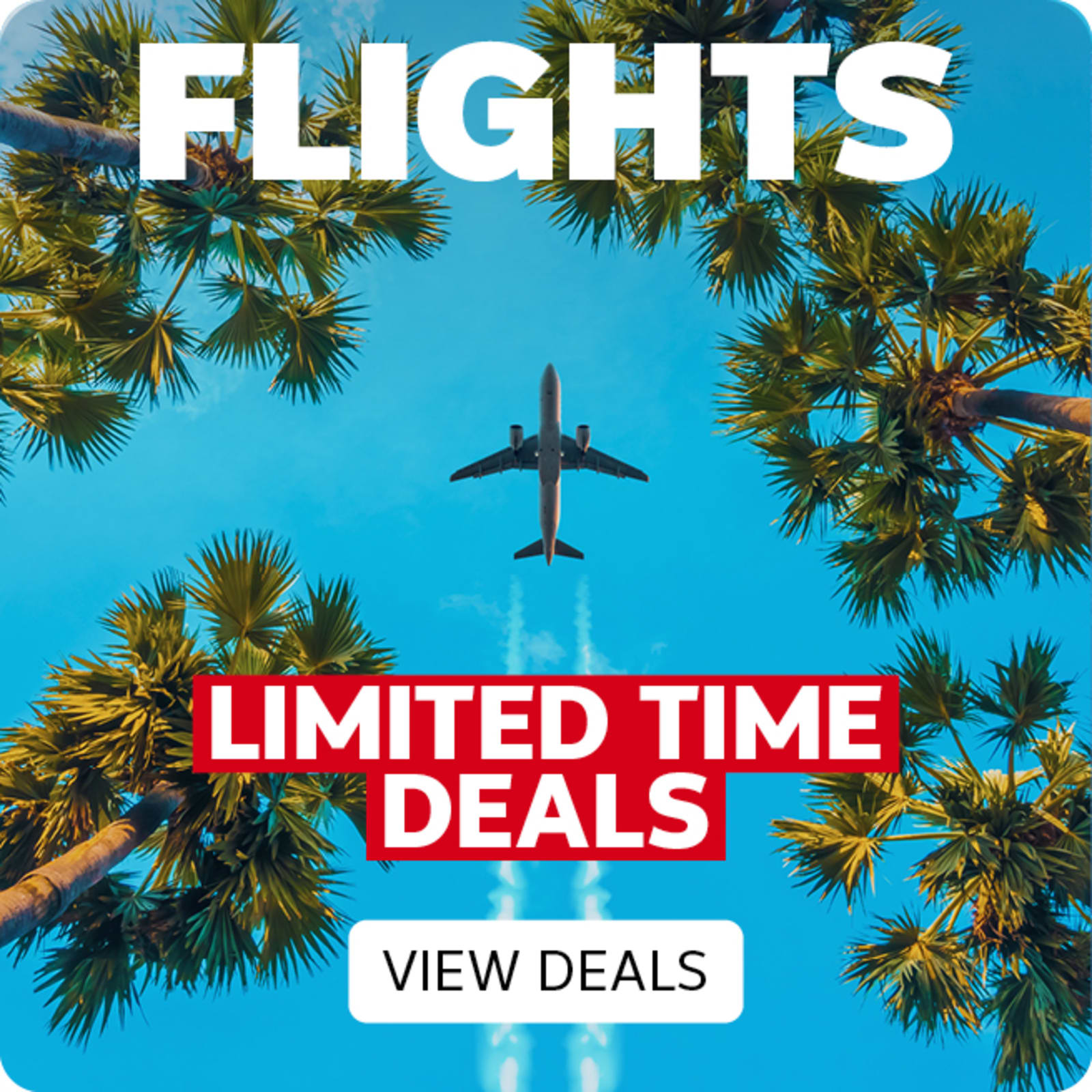 Flights - limited time deals | view deals - shot from underneath a plane flying through the sky