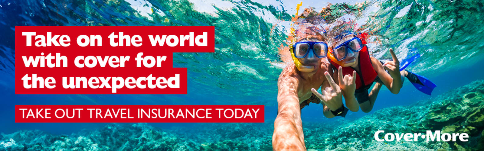 Take on the world with cover for the unexpected - take out travel insurance today | CoverMore | Two people scuba diving 