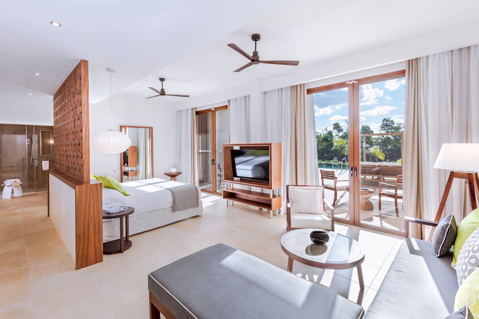 A bright and airy suite at the adults-only all-inclusive Meliá Buenavista resort in Cayo Santa Maria, Cuba