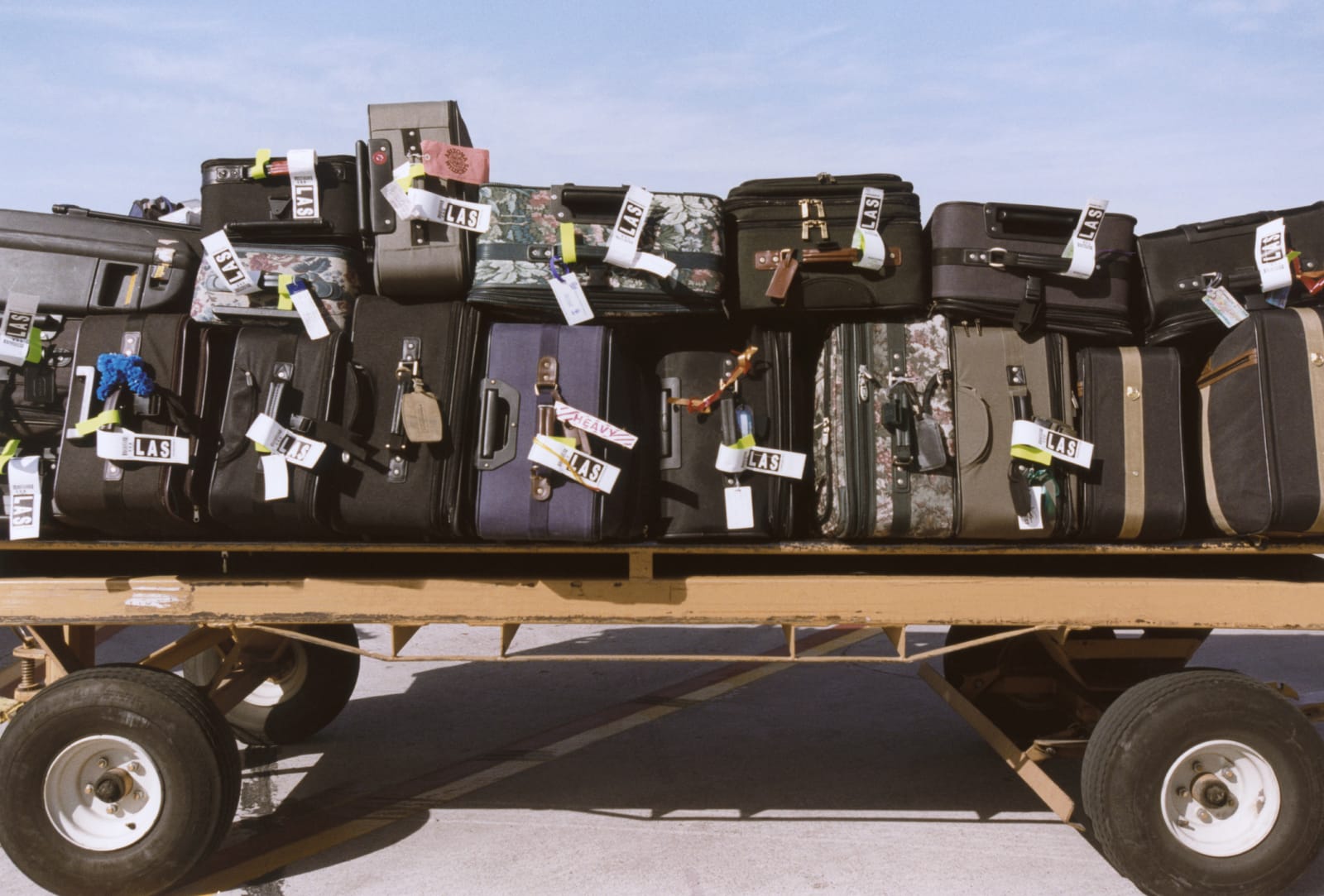 Luggage on the back of a truck