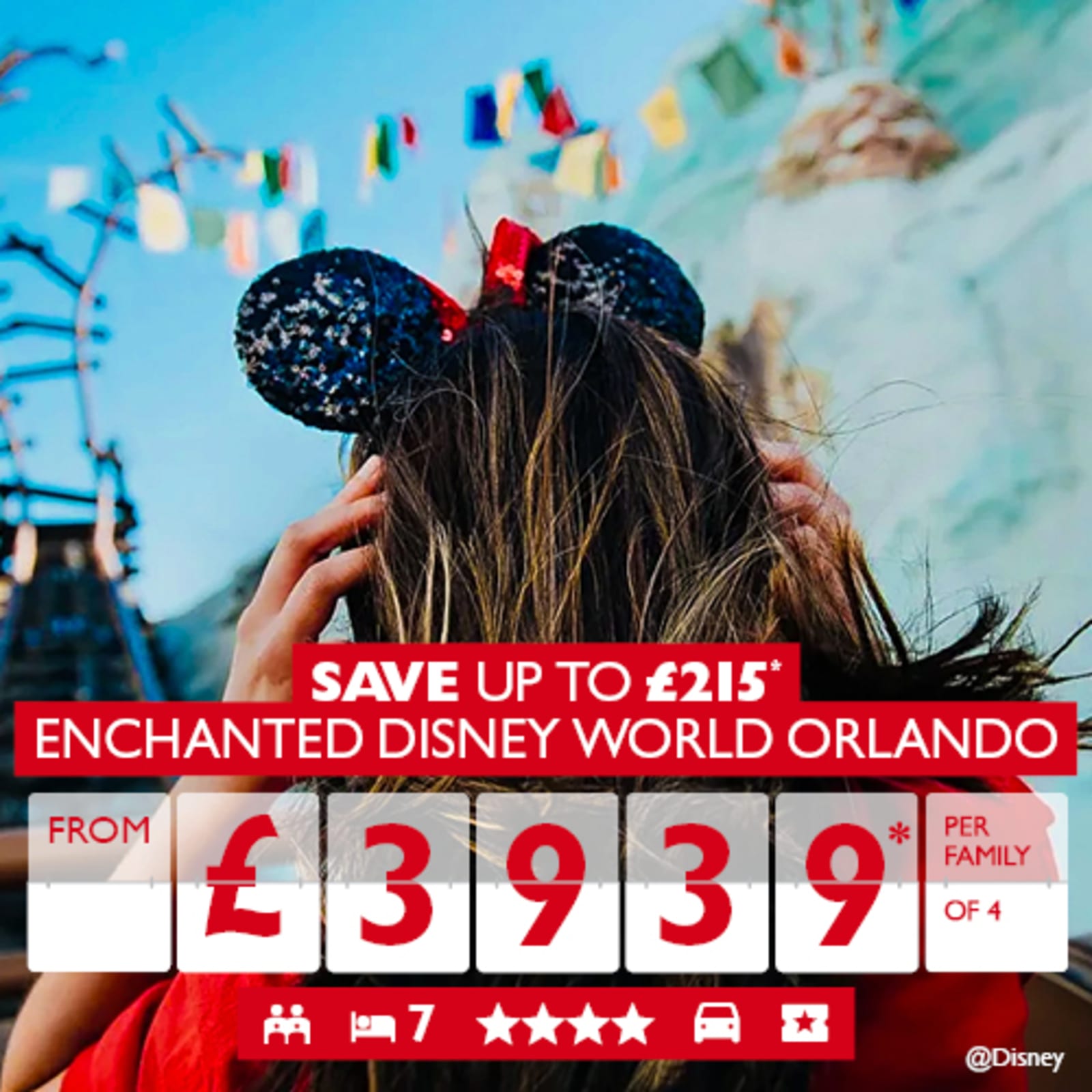 Save up to £215* Enchanted Disney World Orlando from £3939* per family of 4