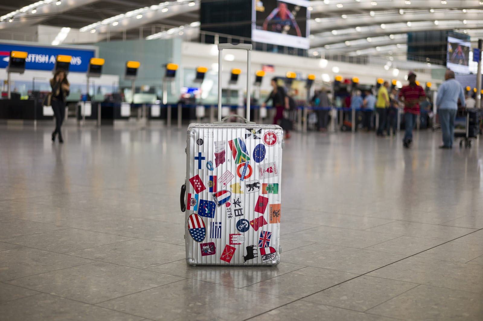 Luggage with stickers