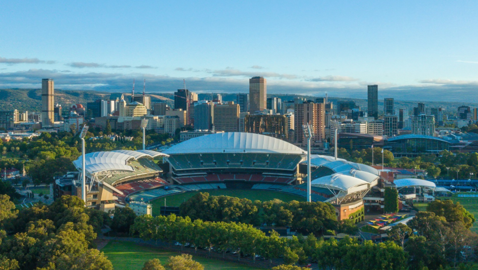 Adelaide Oval with city buildings in background