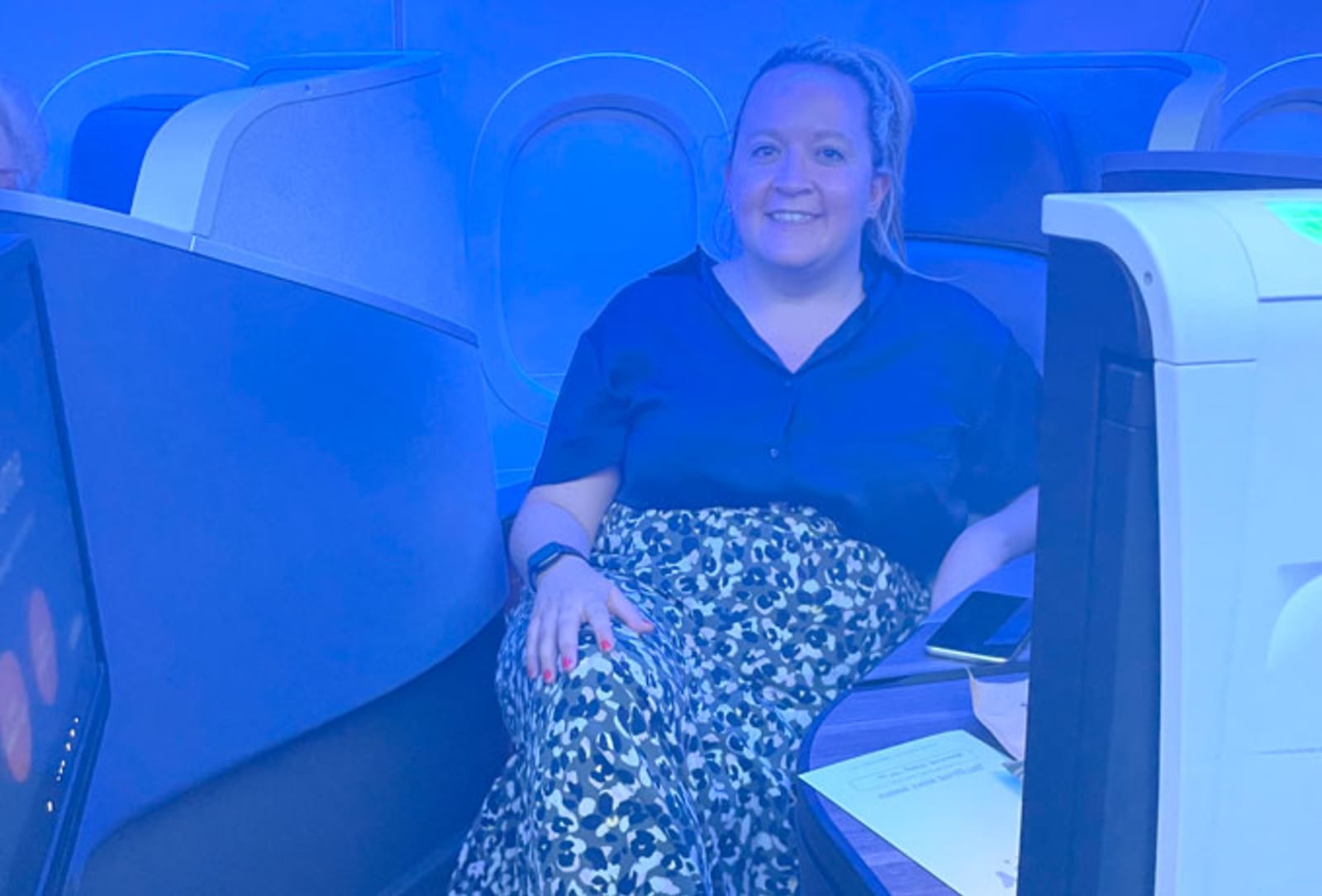 Travel expert Amy in JetBlue Business Class