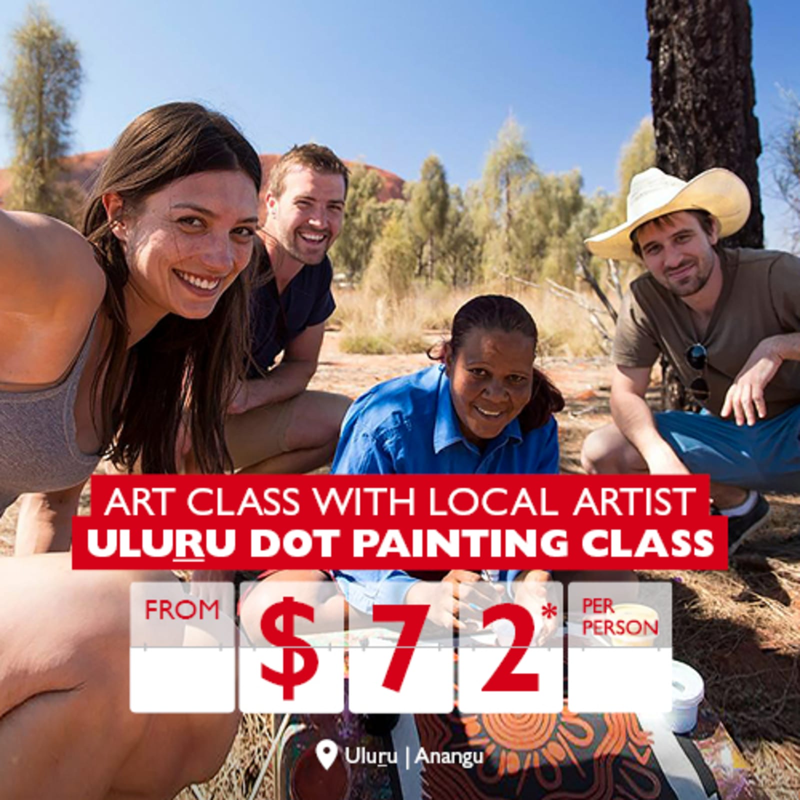 Art Class with local artist | Uluru dot painting class from $72* per person