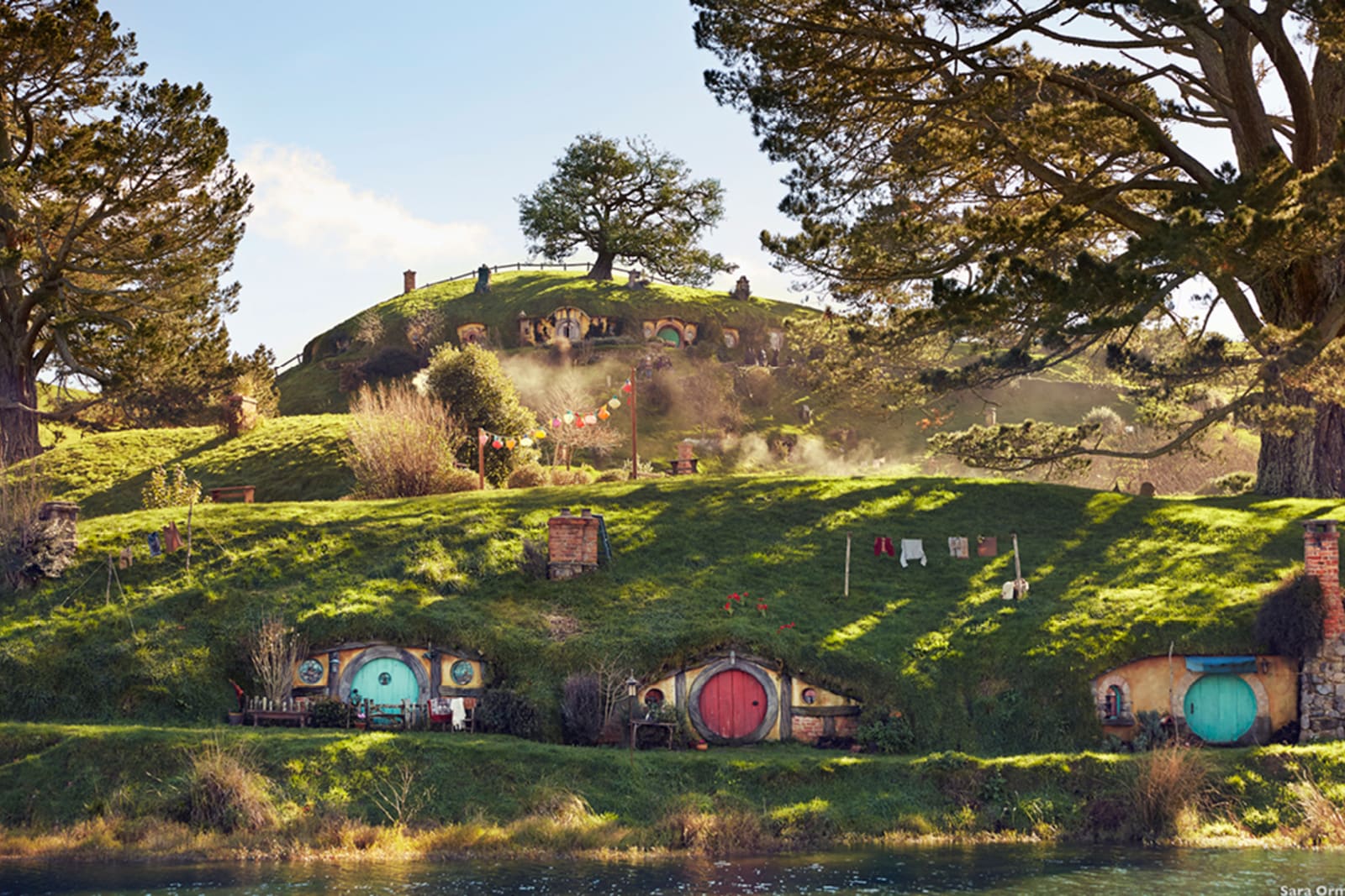 Hobbit homes at the Hobbiton Movie Set in Matamata