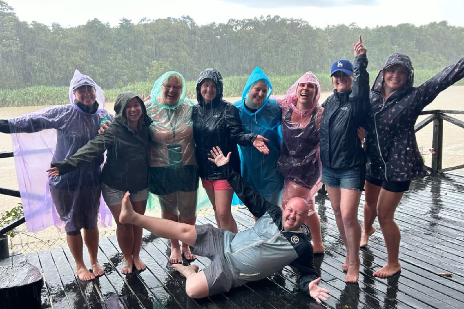 Flight Centre travel consultant Valery Senyk with her G Adventures tour group in Borneo