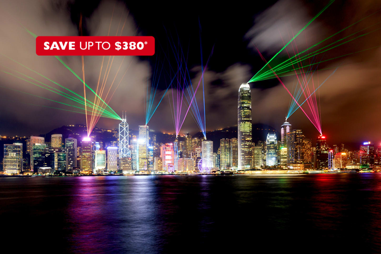 The Symphony of Lights show over Victoria Harbour in Hong Kong