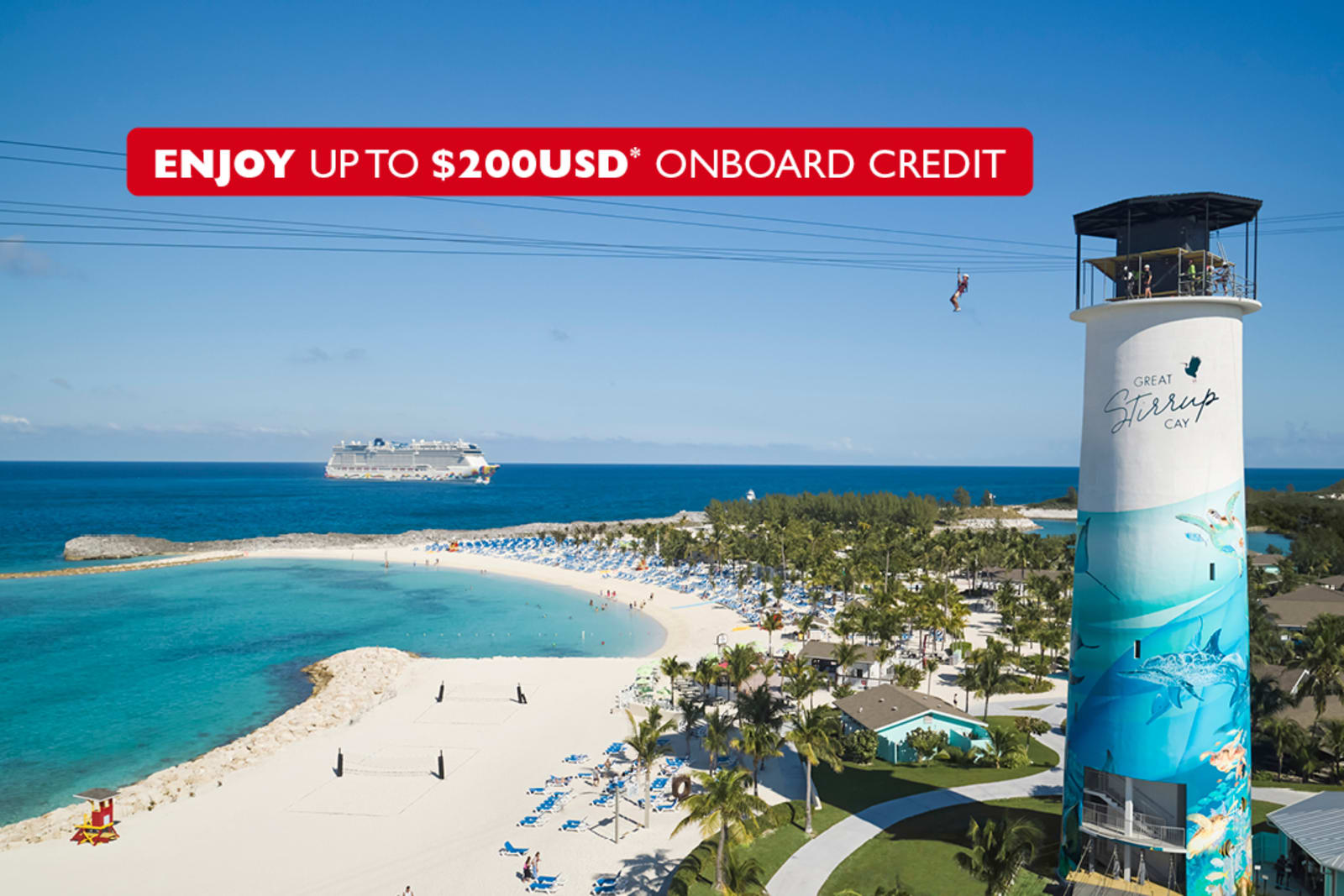 Norwegian Cruise Line's 7-night Caribbean itinerary will take you to the private island destination, Great Stirrup Cay