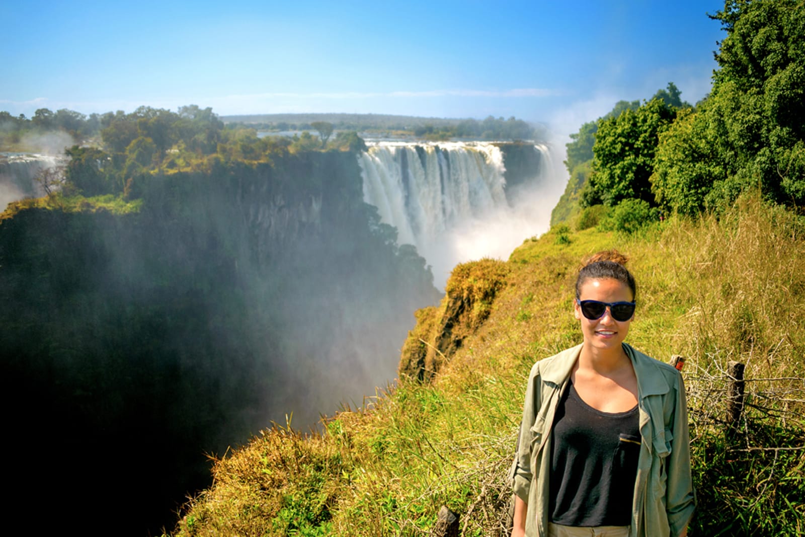 A traveller overlooking Victoria Falls