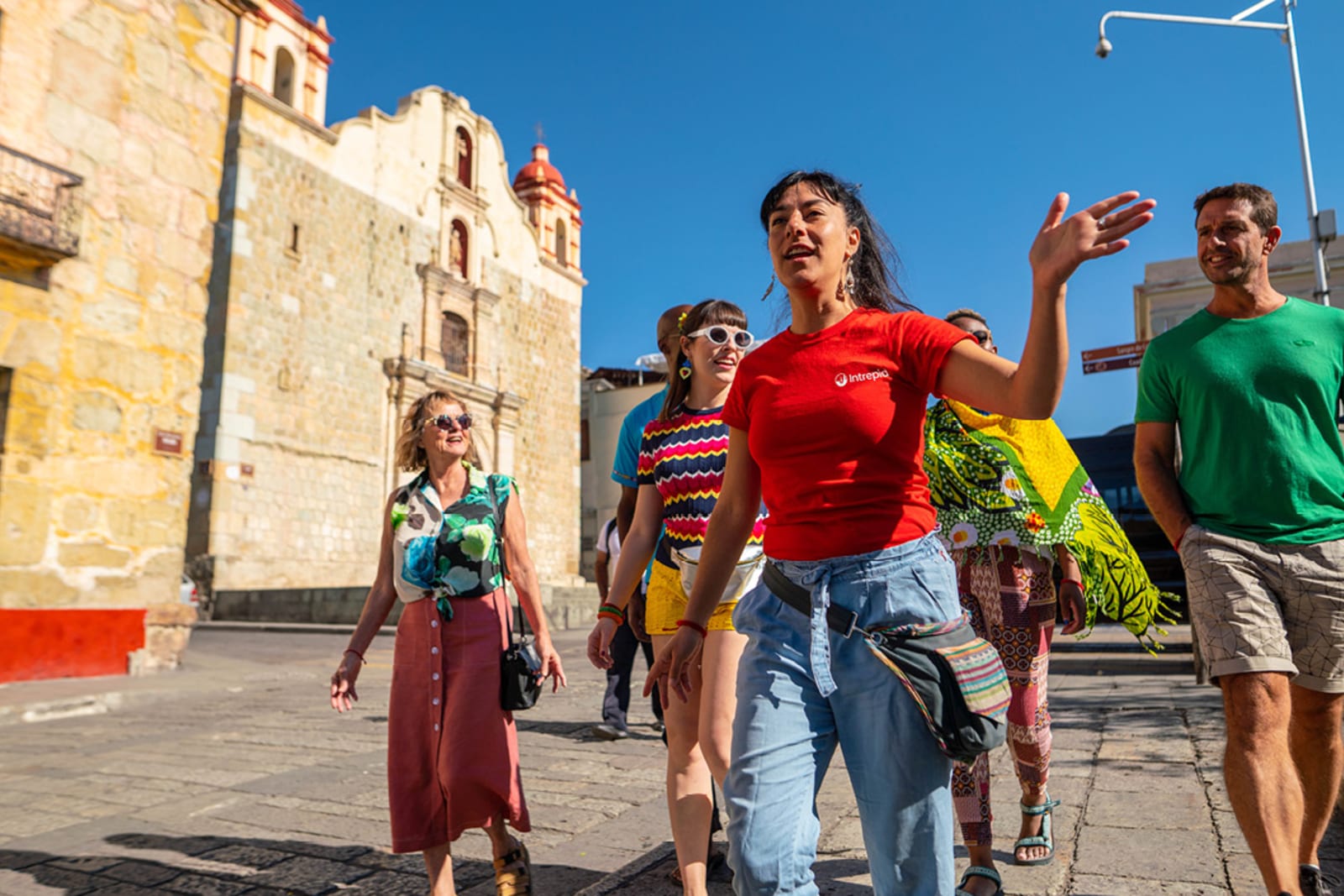 An Intrepid guide with travellers in Mexico