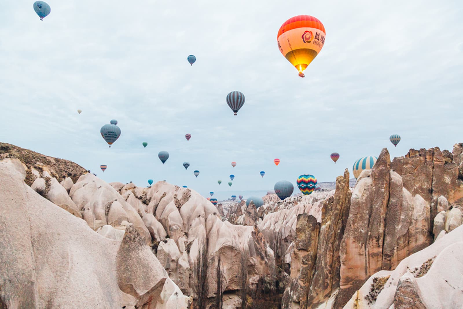 Hot air balloons soaring in Cappadocia, Turkey