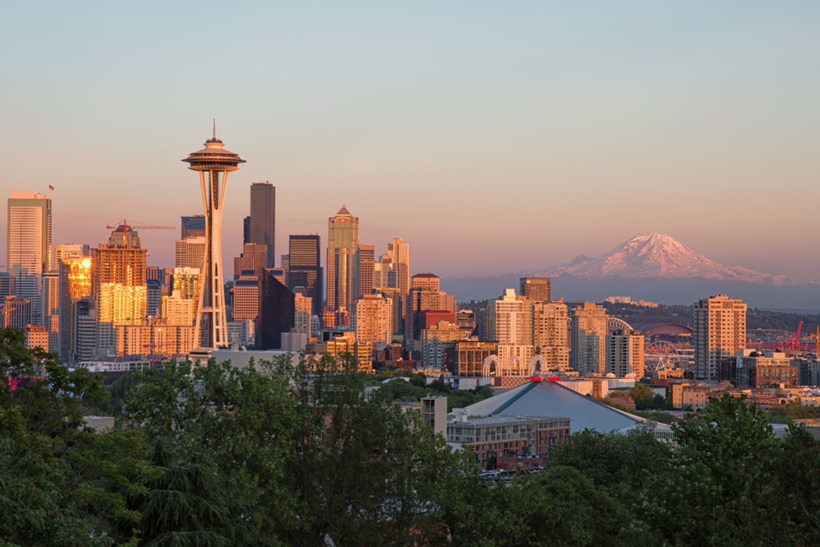 Seattle, Washington is surrounded by mountains and forests