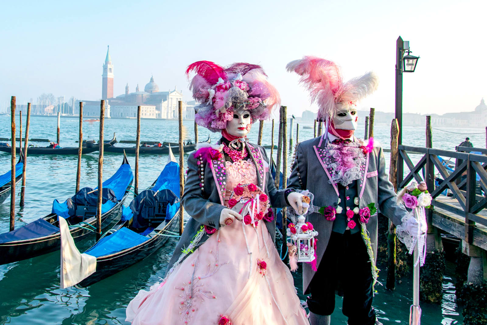A couple dressed up for the Carnival of Venice
