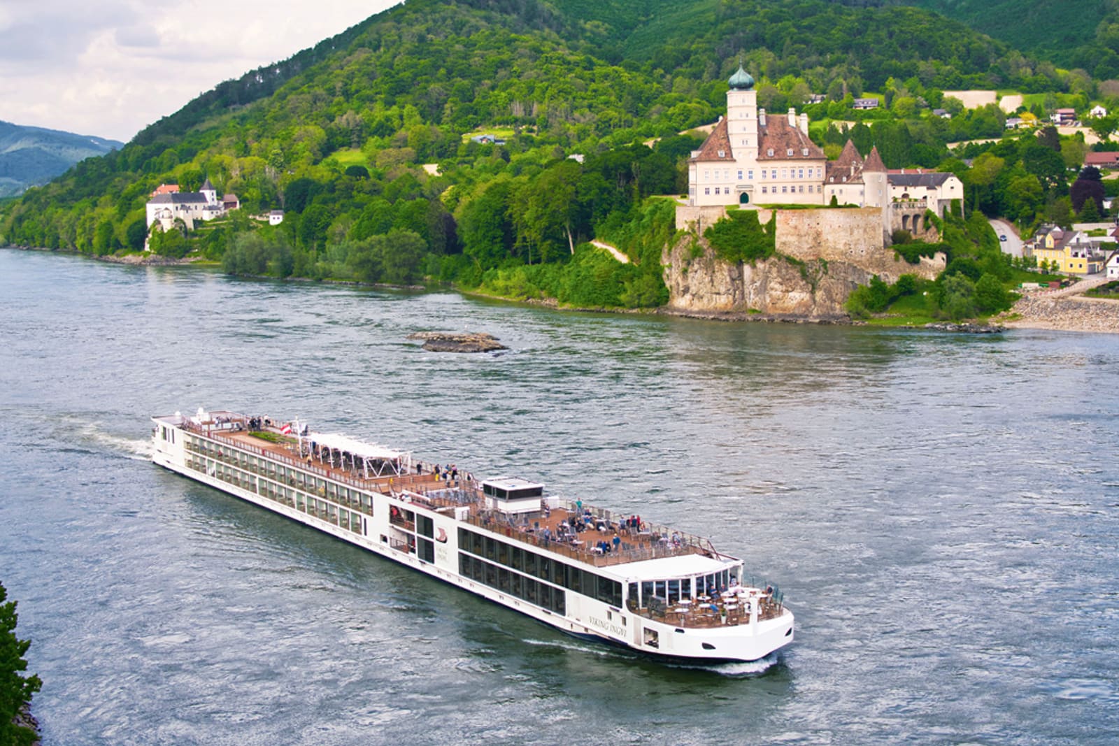 A Viking Cruises river cruise ship on the Danube