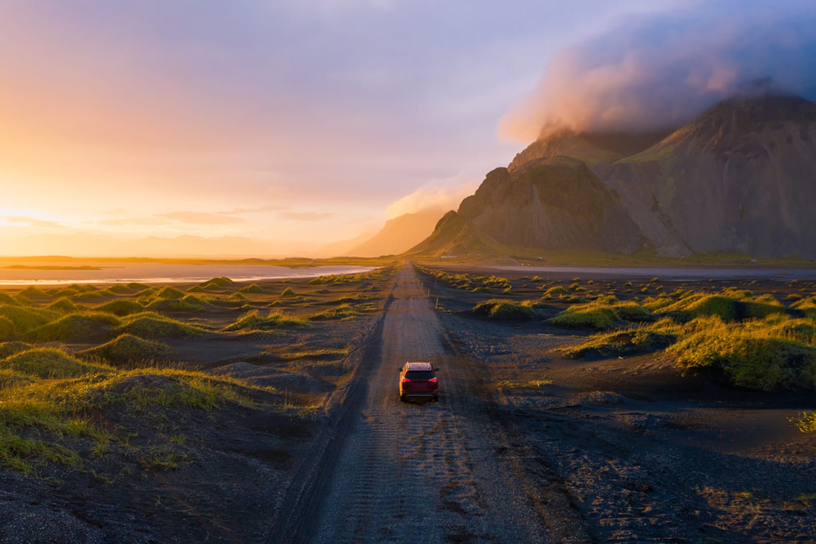 A car driving on Iceland's Ring Road