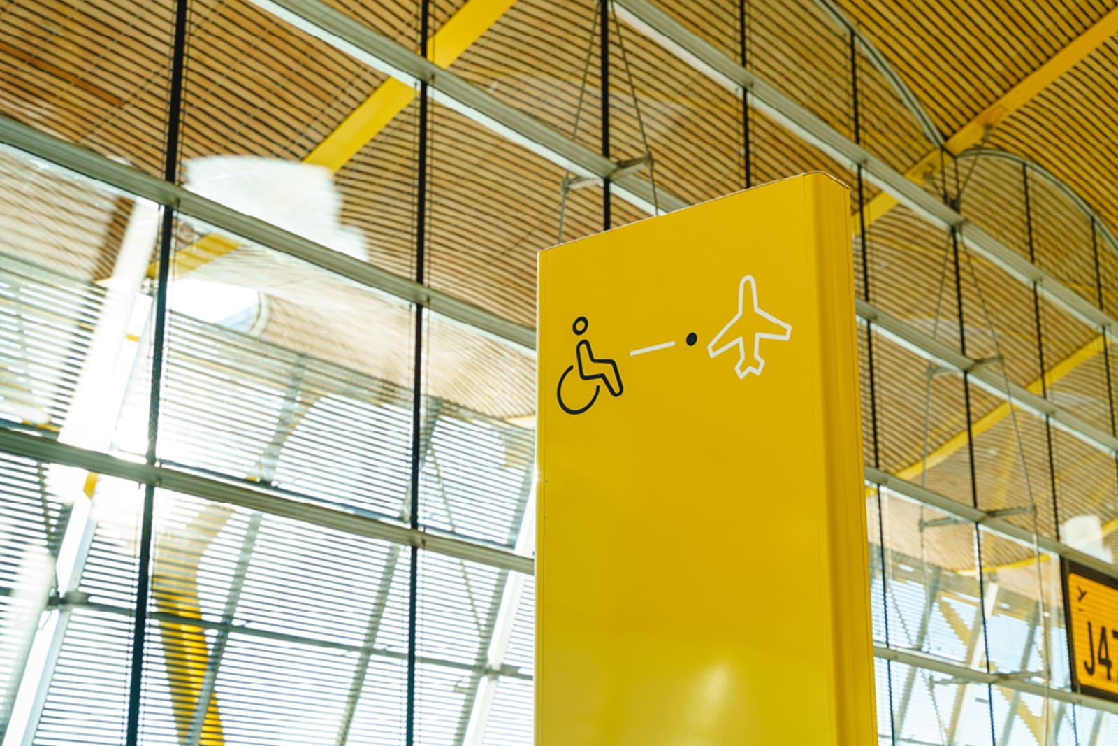 Sign in airport directing disabled travellers