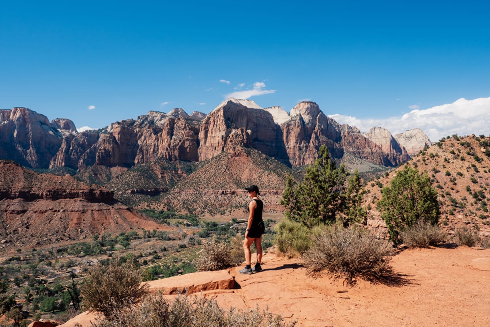 A person admiring the natural beauty of Zion National Park