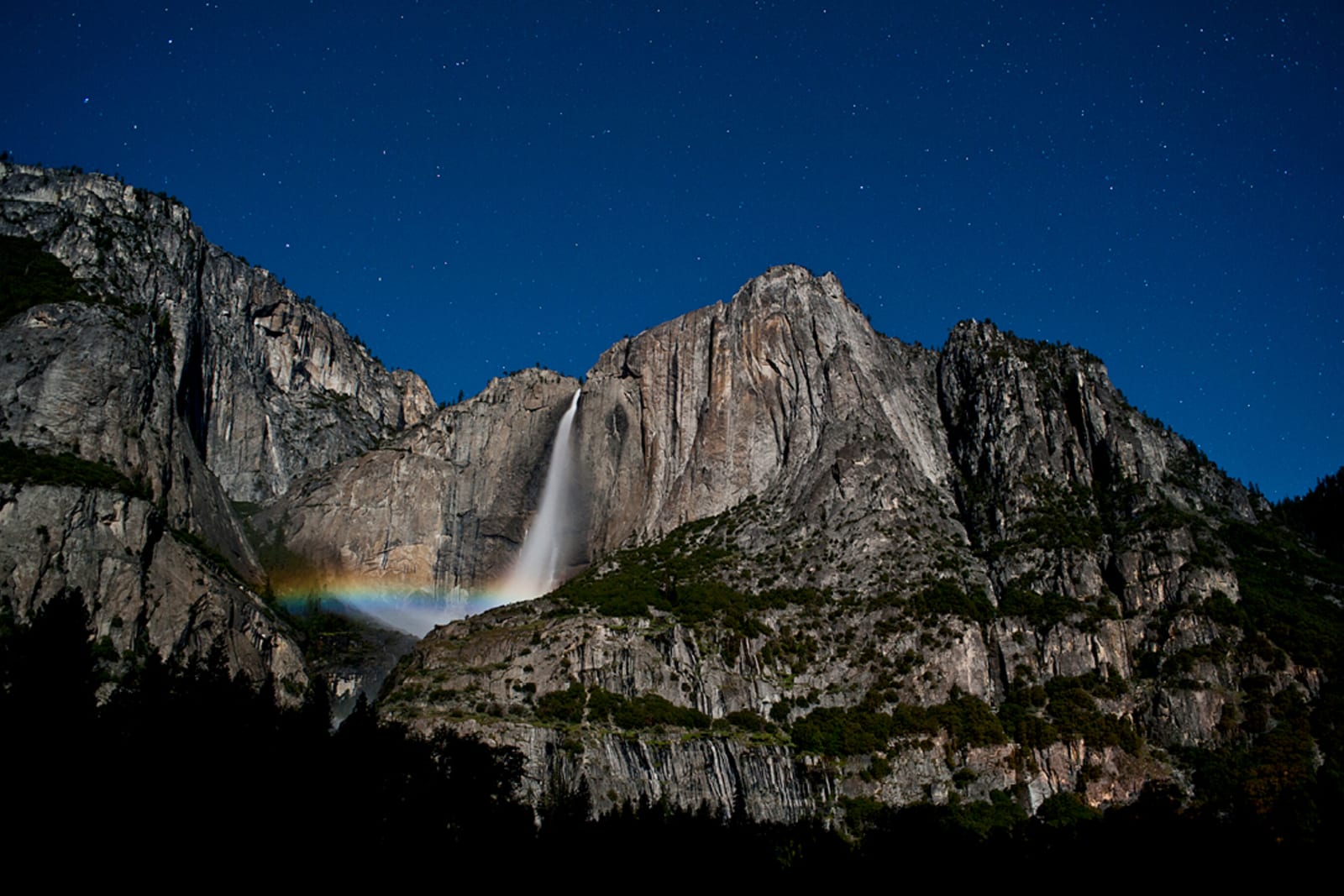 A moonbow at Yosemite Falls