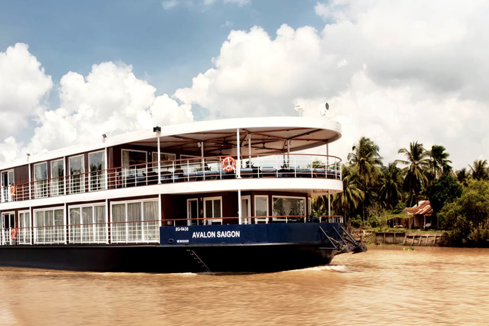 The Avalon Saigon ship sailing on the Mekong River