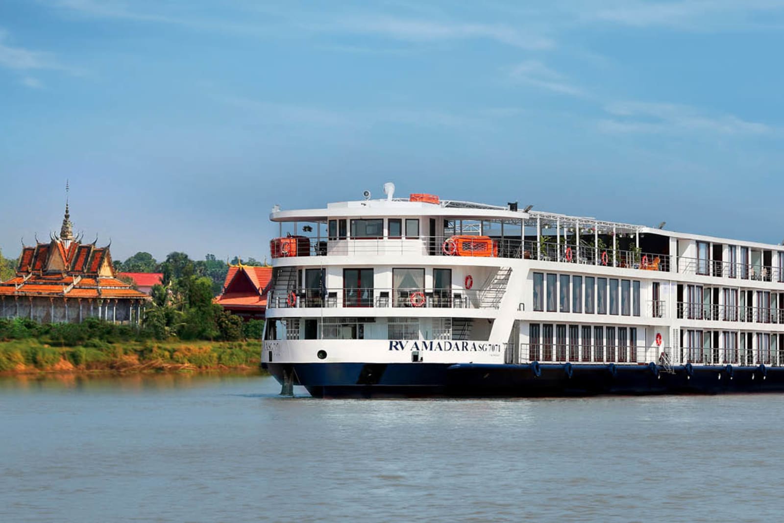 The AmaDara ship sailing on the Mekong River