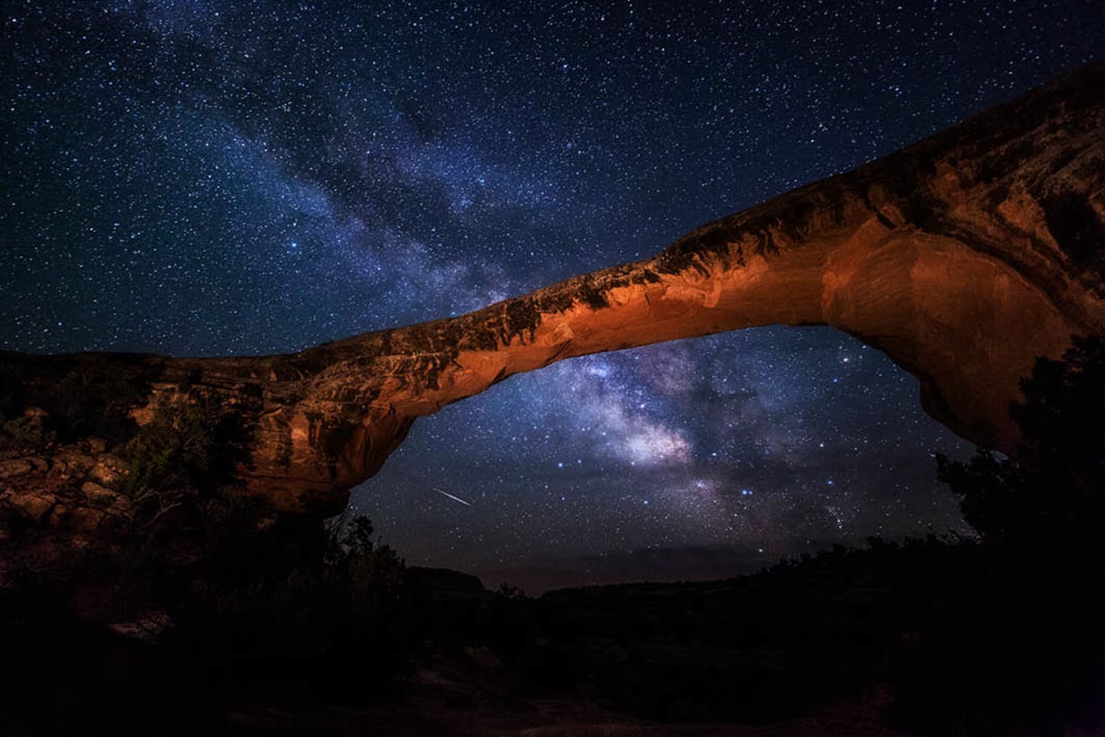 Starry night sky at Natural Bridges National Monument, Utah