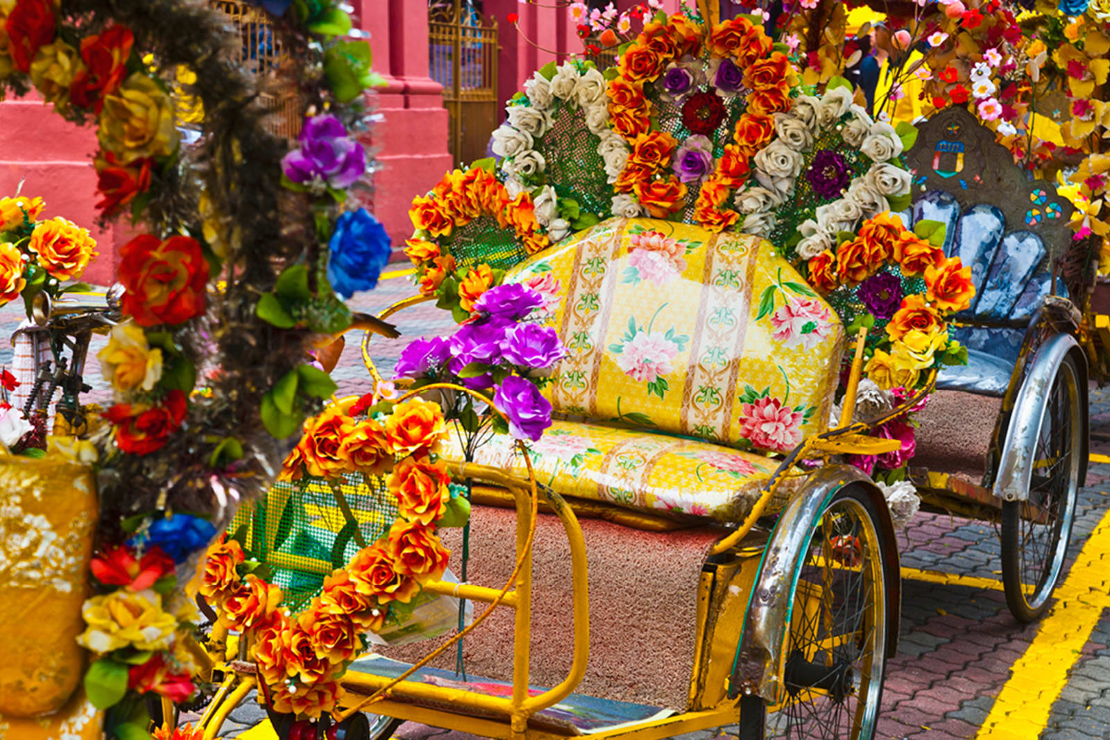 A beautifully decorated trishaw in Malacca, Malaysia