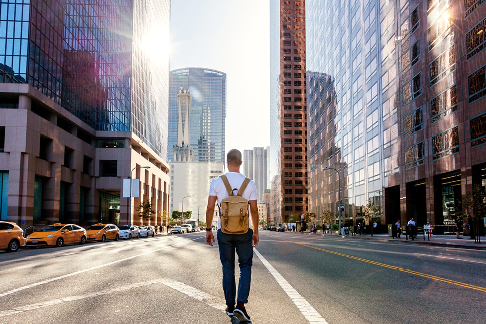 A person walking in Downtown LA