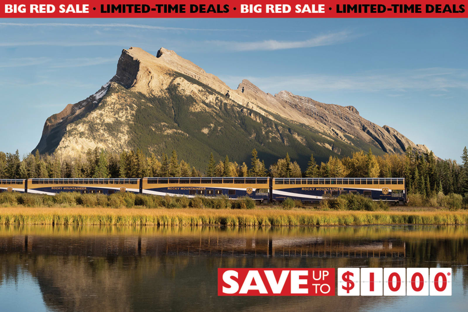 Save up to $1000* on Rocky Mountaineer's Rainforest to Gold Rush Discovery tour during Big Red Sale