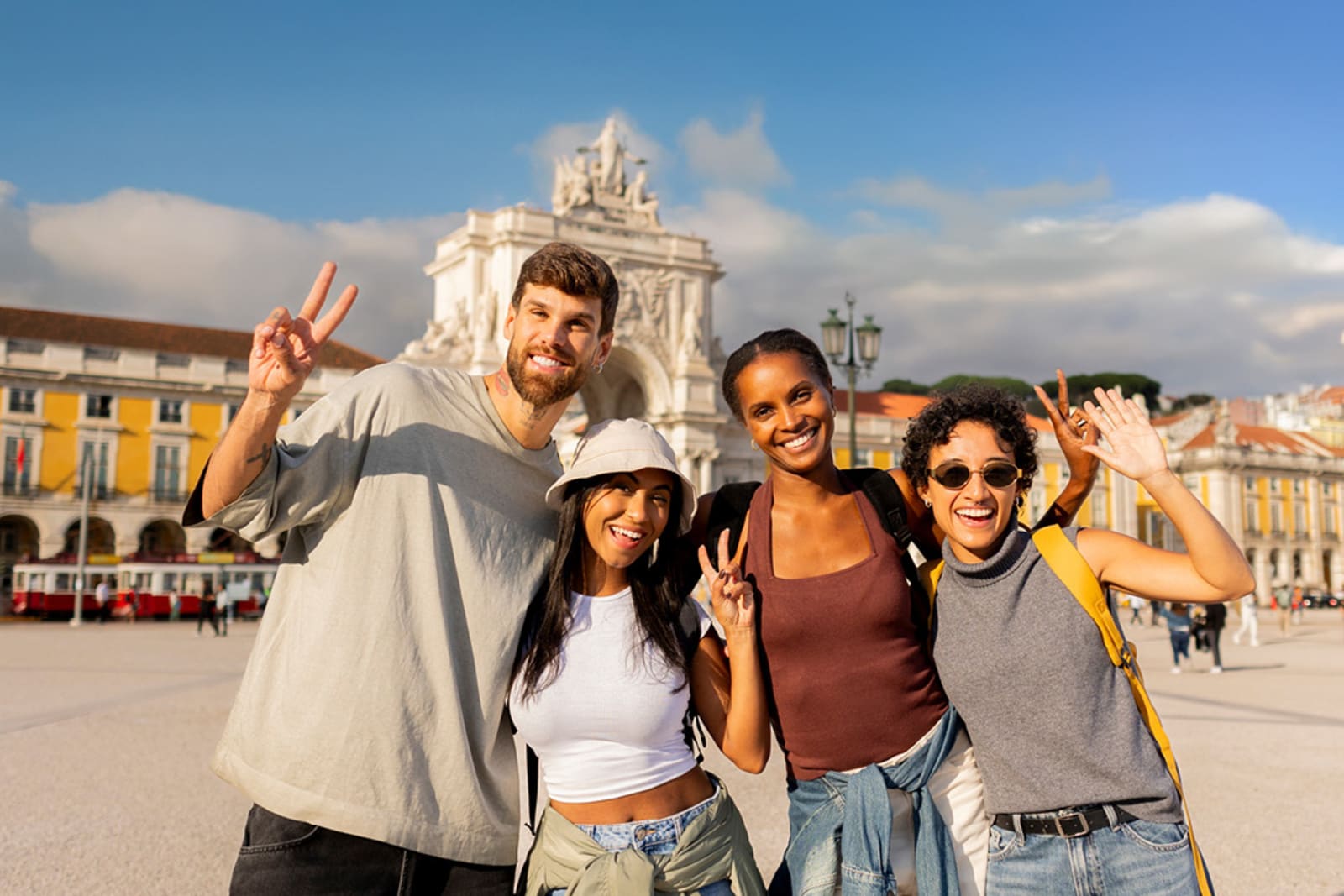 Group of friends in Lisbon, Portugal