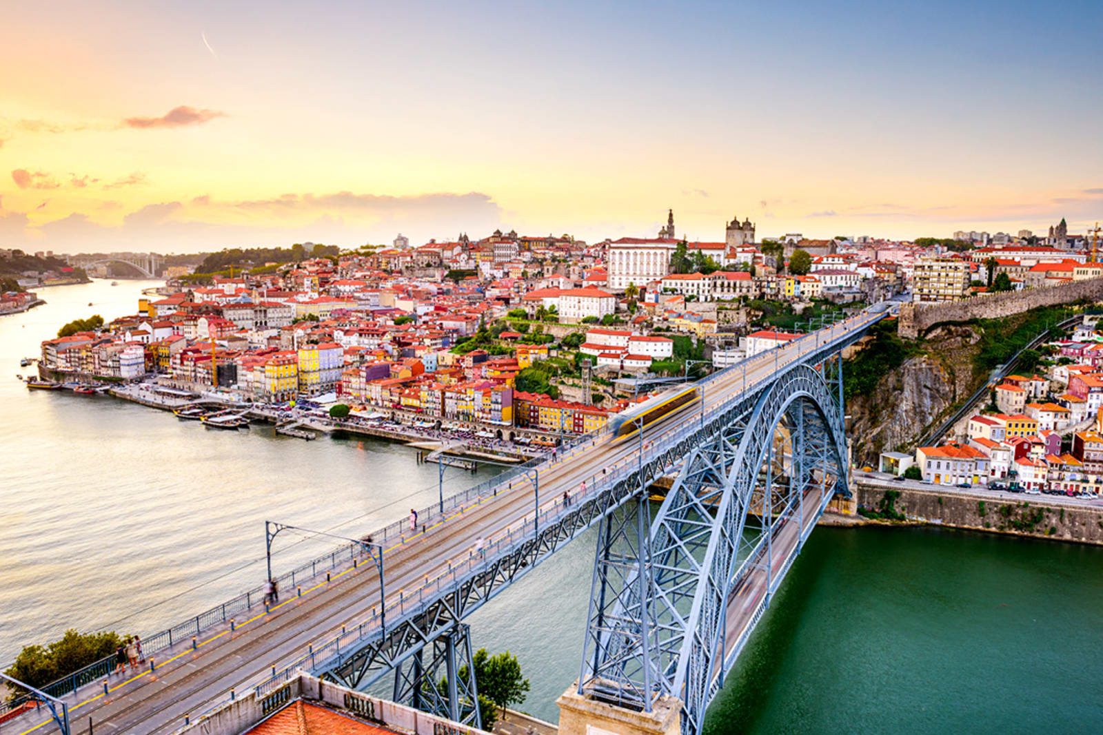 Metro on the Dom Luis I Bridge in Porto