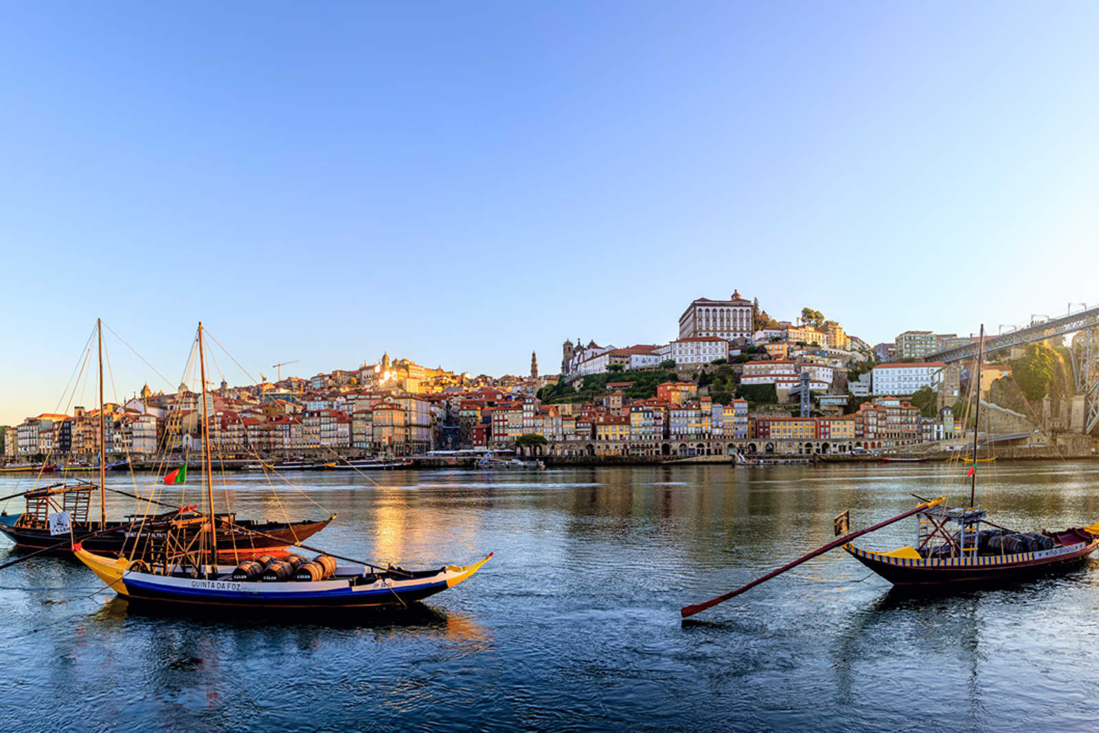 Rabelo boats on the Douro River in Porto, Portugal