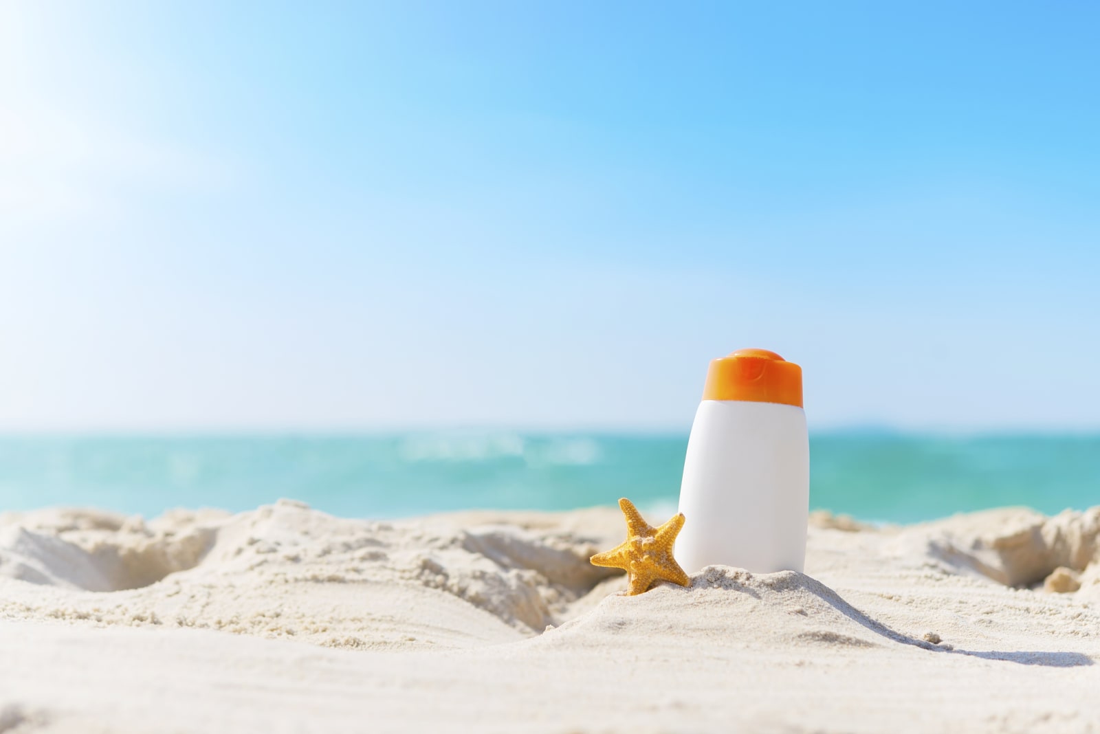 Sunscreen on beach
