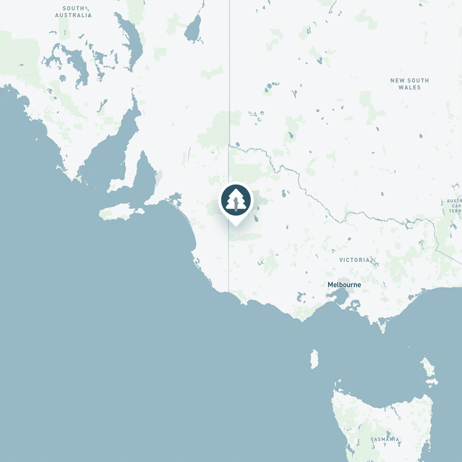 Map of Australia showing the location of a reforestation project