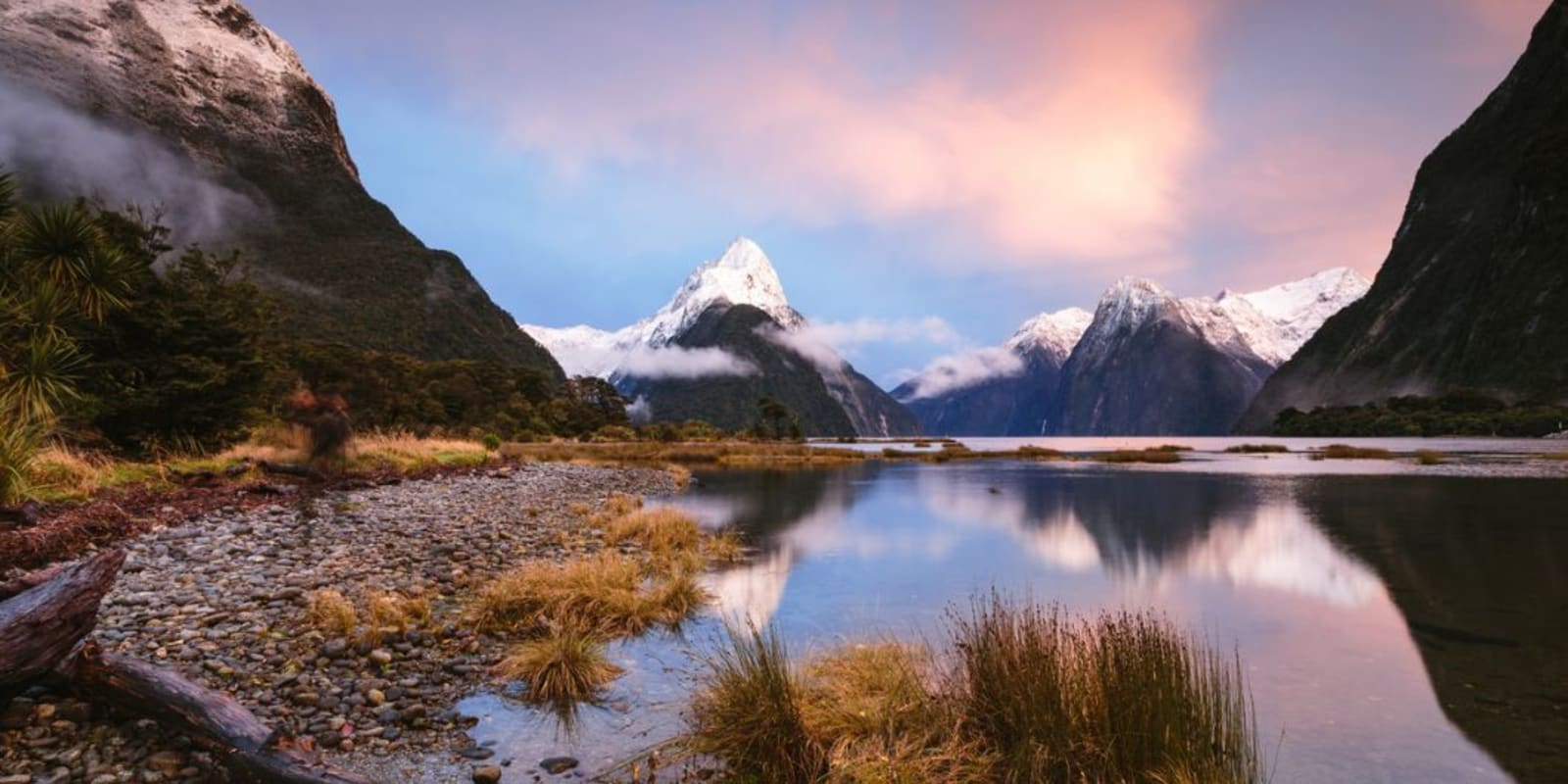 Milford Sound from the edge of the water