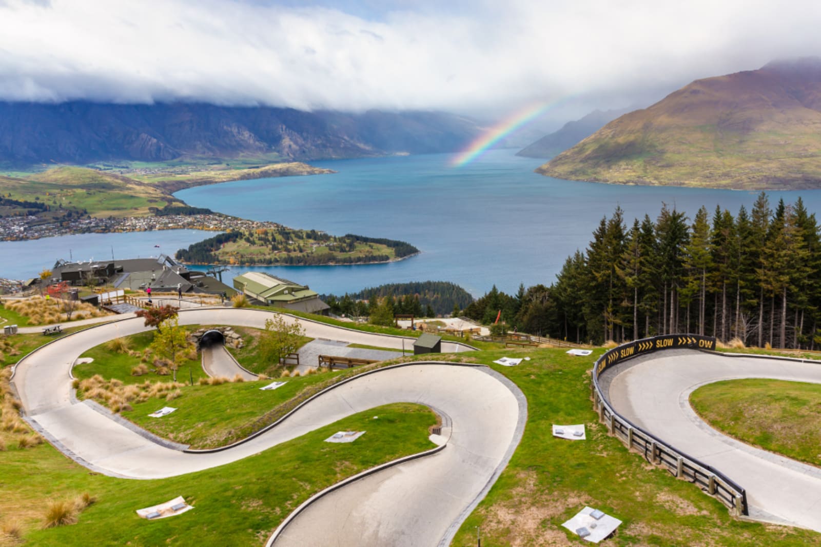 Aerial view of the luge in Queenstown New Zealand