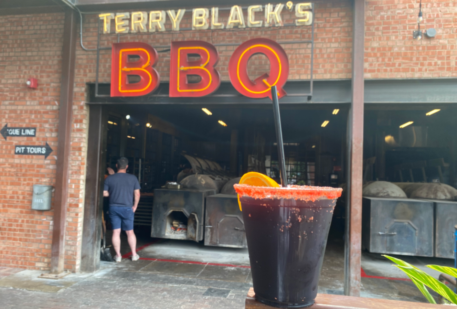 Dallas Terry Blacks BBQ drink and pits.