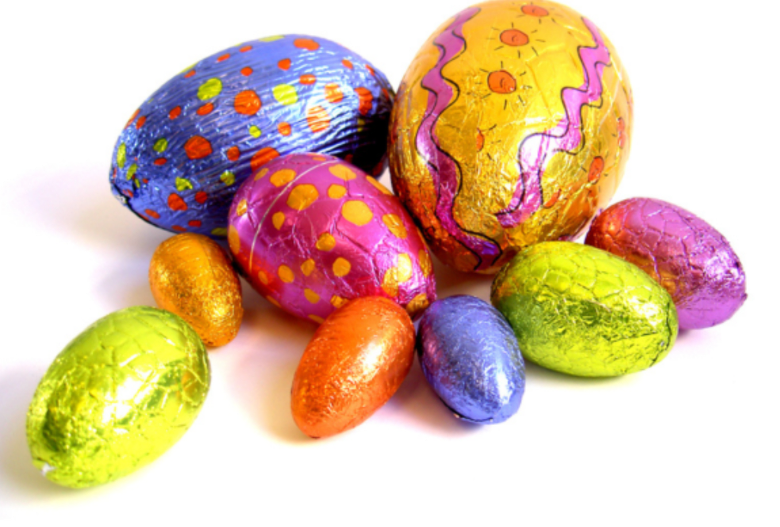 Easter eggs wrapped in foil