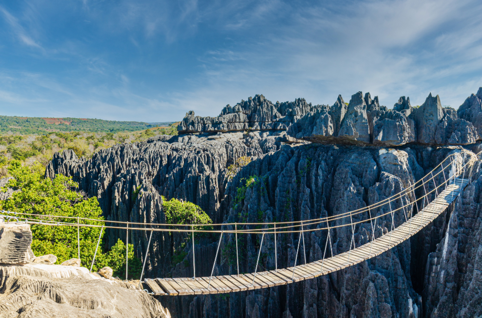 The dramatic monoliths of Tsingy de Bemaraha National Park in Madagascar.