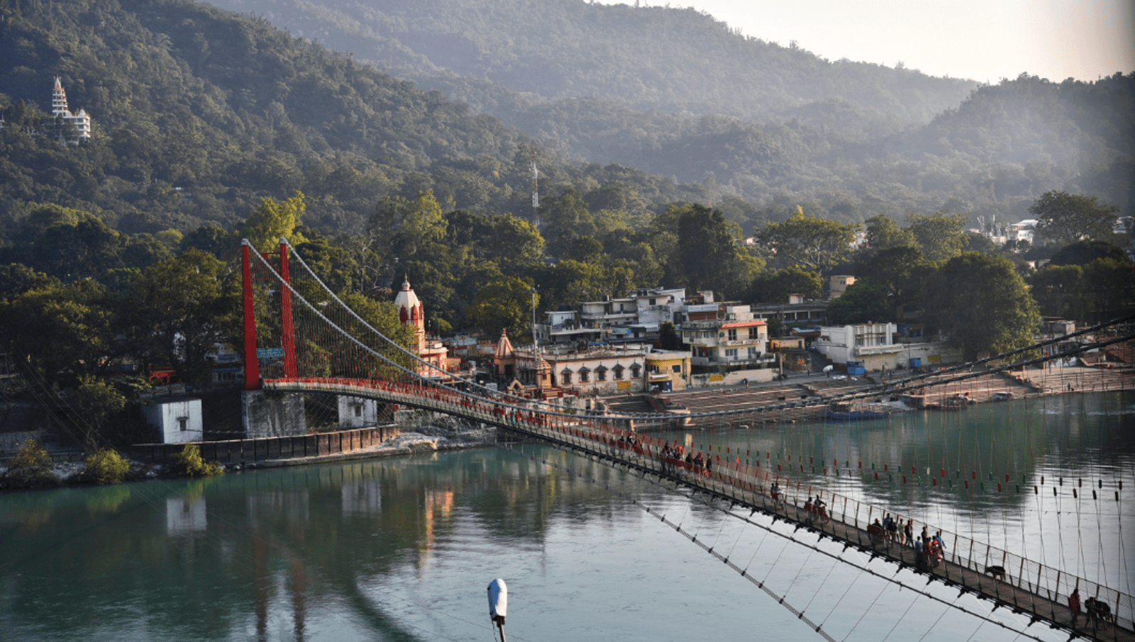 bridge spanning over large river